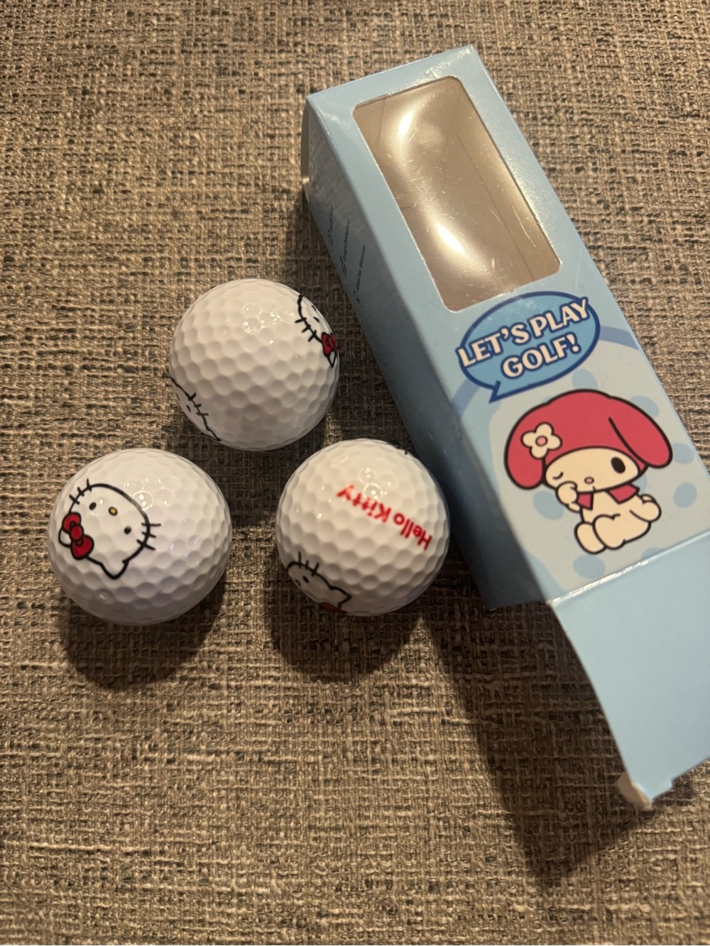 Hello Kitty White Golf Ball Set with Light Blue Gift Box